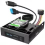GRAUGEAR hub USB + lector de tarjetas panel frontal con marco para SSD de 2,5 pulgadas, negro