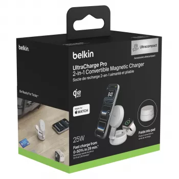 Belkin UltraCharge 25W Qi2 base de carga inalámbrica magnética 2 en 1 arena