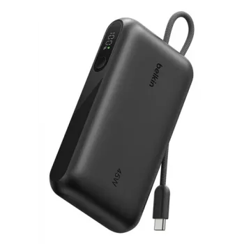Belkin BoostCharge 10K PD45W batería externa con pantalla con cable USB-C, 10000mAh, negro