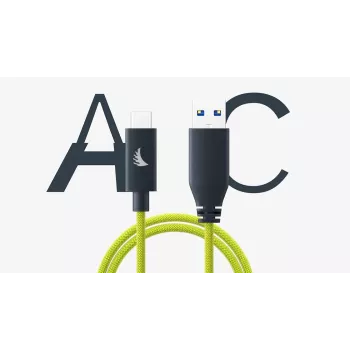 Cable Angelbird USB-A a C 3.2 Solid Flex Lime 1 ft UAC3SFL32