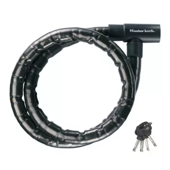 Master Lock Candado de cable blindado con llave 22 mm 8115EURDPS negro 1,2 m