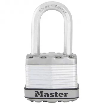 Master Lock Candado laminado M1EURDLFCC con protección anticorrosión, arco de carburo de boro, diámetro 8 mm, luz de arco 48 mm, apertura distinta, 2 llaves, resistente a la intemperie, nivel de seguridad 8/10