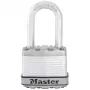Master Lock Candado laminado M1EURDLFCC con protección anticorrosión, arco de carburo de boro, diámetro 8 mm, luz de arco 48 mm, apertura distinta, 2 llaves, resistente a la intemperie, nivel de seguridad 8/10