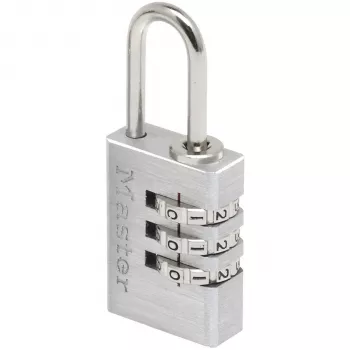 Master Lock 7620EURDCC Candado de combinación, carcasa de aluminio, arco de acero endurecido, 4 dígitos reajustable, ancho de carcasa 50 mm, diámetro de arco 8 mm, plata/gris
