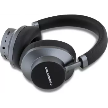 Karl Lagerfeld Saffiano Metal Logo Auriculares Bluetooth inalámbricos on-ear negros