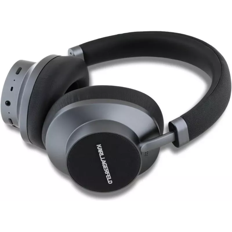 Karl Lagerfeld Saffiano Metal Logo Auriculares Bluetooth inalámbricos on-ear negros
