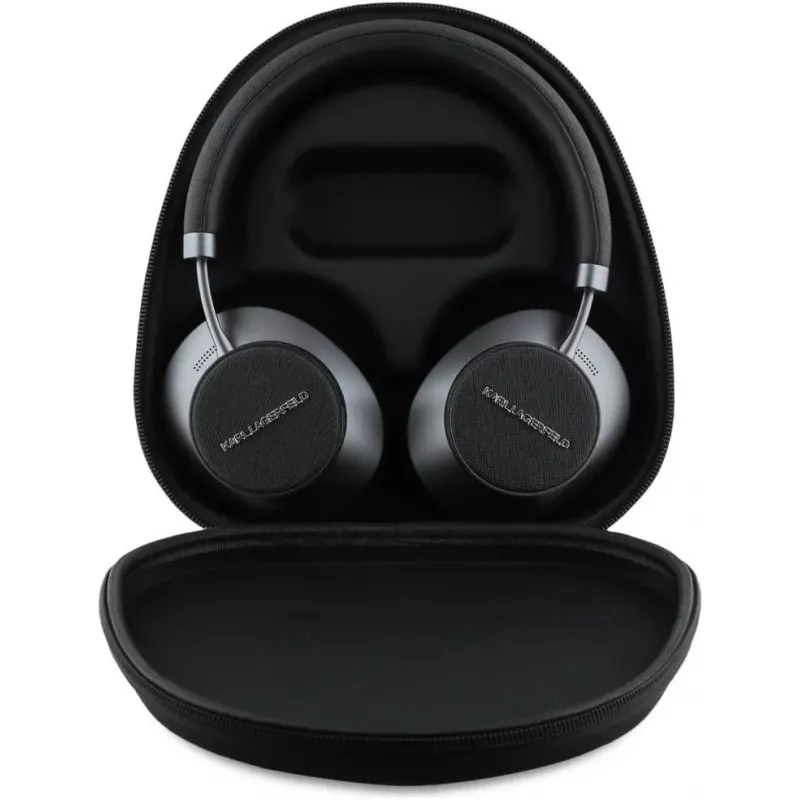 Karl Lagerfeld Saffiano Metal Logo Auriculares Bluetooth inalámbricos on-ear negros