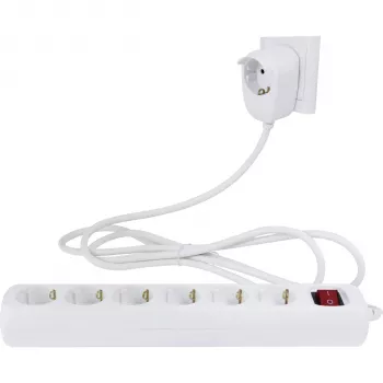 REV Powersplit regleta 6+1 con interruptor, cable de 2m, blanco