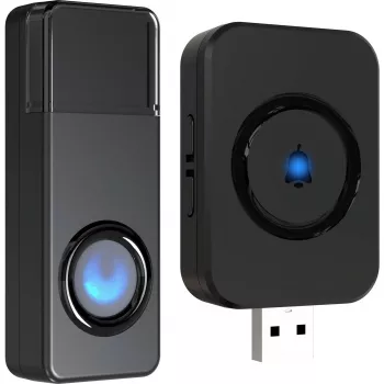 REV Ritter REV Orchestra Receptor de timbre inalámbrico para enchufe USB, 100m de alcance, negro
