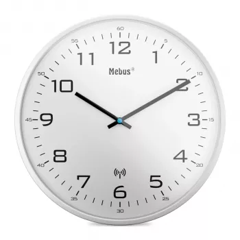 MEBUS 13080 reloj de pared radiocontrolado, blanco, 30 cm
