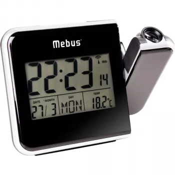 Mebus 42425 despertador con proyección - LCD digital, 12/24h, temperatura, negro/gris