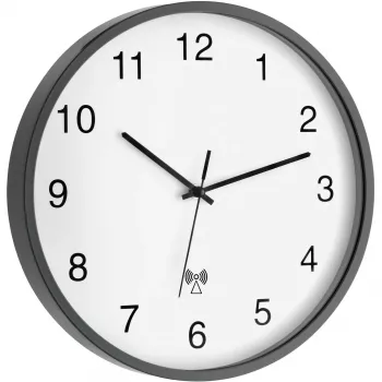 TFA 60.3511.10 Reloj de pared radiocontrolado, redondo, gris/blanco, plástico/cristal, diseño clásico