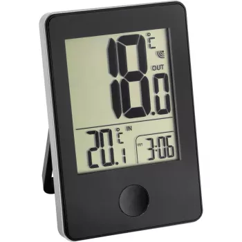 TFA POP Reloj radiocontrolado con termómetro negro (30-3051-01)