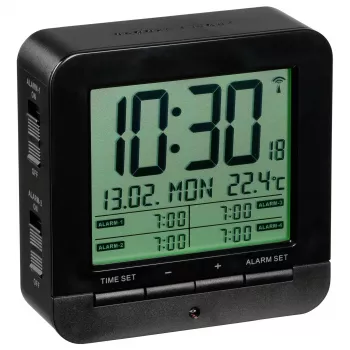 TFA 60.2536.01 Despertador radiocontrolado - LCD digital, negro