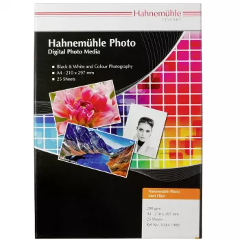 Hahnemühle Photo Matt Fibre 200 - Mate liso - 300 µm - Tono cálido - A4 (210 x 297 mm) - 25 hojas