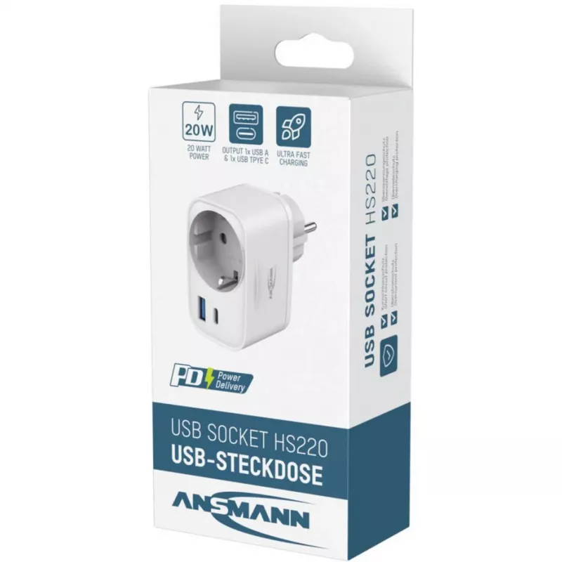 ANSMANN cargador USB HS220 20W USB-C Power Delivery 3.0 blanco
