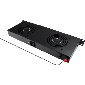 GoodConnections Unidad de ventilación digital de 19 pulgadas con dos ventiladores, termostato y función de alarma (GC-N0163)