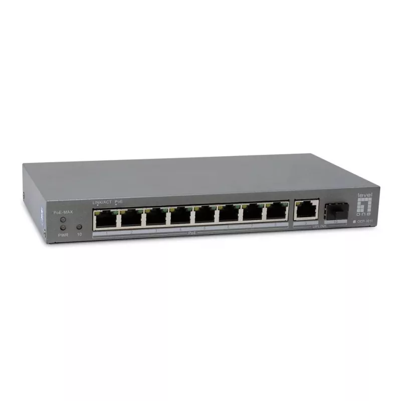 LevelOne switch PoE+ 8xGE PoE/1xGE/1xSFP 120W no gestionado plástico