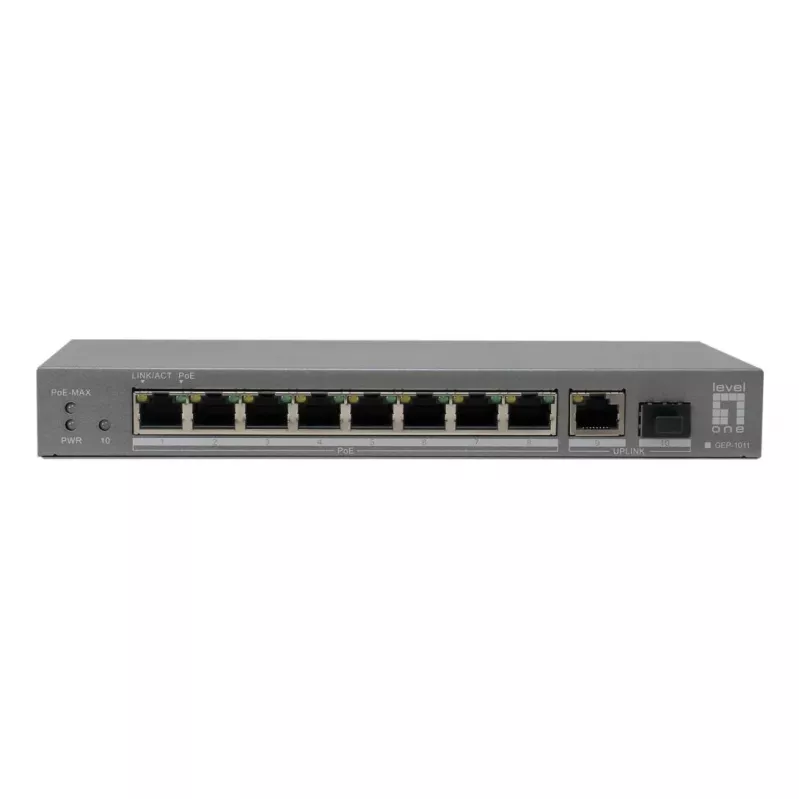 LevelOne switch PoE+ 8xGE PoE/1xGE/1xSFP 120W no gestionado plástico
