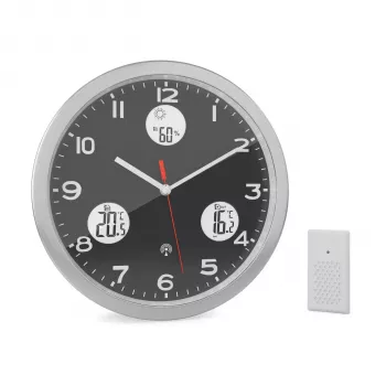 MEBUS 13149 Reloj de pared radiocontrolado 30 cm aluminio movimiento silencioso