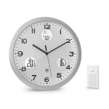 MEBUS 13150 Reloj de pared radiocontrolado 30 cm aluminio