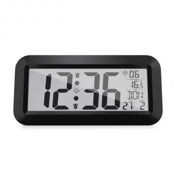 MEBUS 14116 Reloj de pared radiocontrolado con gran pantalla LCD, negro