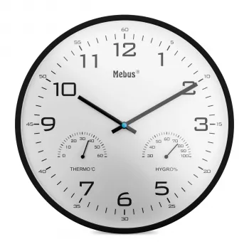 MEBUS 16180 Reloj de pared de cuarzo, blanco, analógico, 25 cm