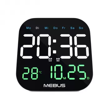 Mebus 19855 Reloj de pared radiocontrolado analógico reloj de mesa 18,5 cm negro