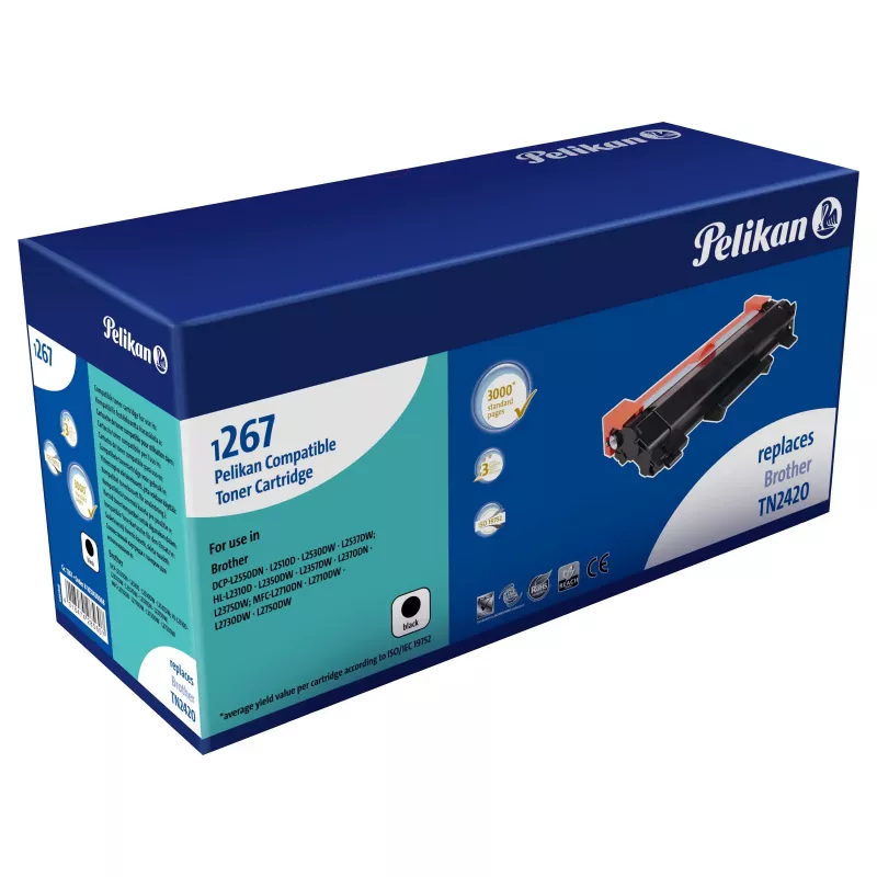 Pelikan Cartucho de tóner compatible para Brother TN-2420, Negro, 3.000 páginas