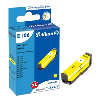 Pelikan E106 Cartucho de tinta compatible amarillo alto rendimiento (XL) para Epson XP-530/540/630/635/640/645/710/830/900 - pack de 1
