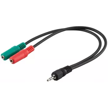 Goobay cable adaptador de jack 3,5mm, conector TRRS de 4 polos a conector hembra TRS de 3 polos, 15 cm, negro