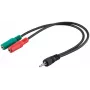 Goobay cable adaptador de jack 3,5mm, conector TRRS de 4 polos a conector hembra TRS de 3 polos, 15 cm, negro