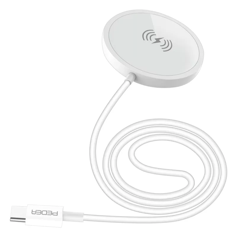 PEDEA Base de carga inalámbrica magnética 15W - USB-C, plata/blanco
