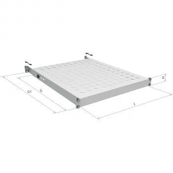EFB Electronics Estante fijo 19 pulgadas 1U, profundidad de montaje 750-850 mm, capacidad de carga 120 kg, profundidad de armario 1000 mm, RAL 7035 gris claro