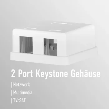 EFB Electronics Toma de conexión Keystone, 2 puertos, superficie, blanco puro, carcasa vacía
