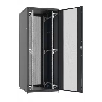 EFB Armario de servidor 19 pulgadas PRO 47U 600x1200 mm, puerta frontal perforada 1 pieza, puerta trasera 2 piezas, RAL 7035