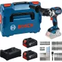 Bosch Professional Atornillador a batería Set 18V 2x5,0 Ah Li-Ion 110 Nm sin escobillas con cargador y set de puntas en maletín MetaLoc II