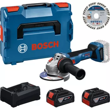 BOSCH Professional Amoladora angular a batería Set 18V 2x5,0Ah con disco de corte 125mm en L-BOXX