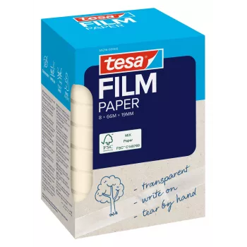 Tesa Cinta adhesiva de papel 8 rollos transparente escribible caja plegable (59216-00000-00)