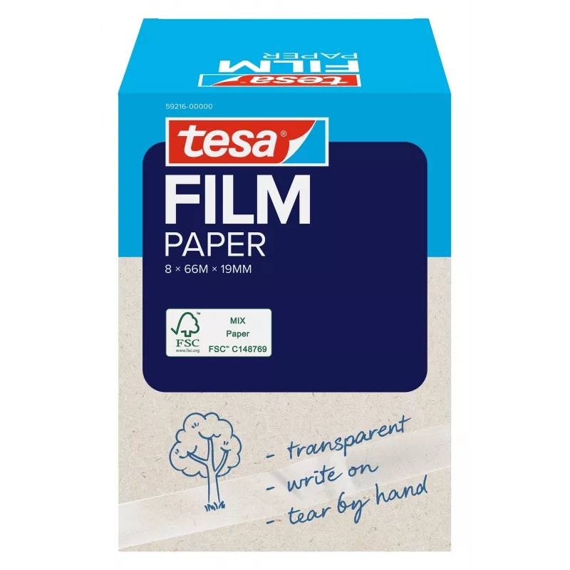 Tesa Cinta adhesiva de papel 8 rollos transparente escribible caja plegable (59216-00000-00)