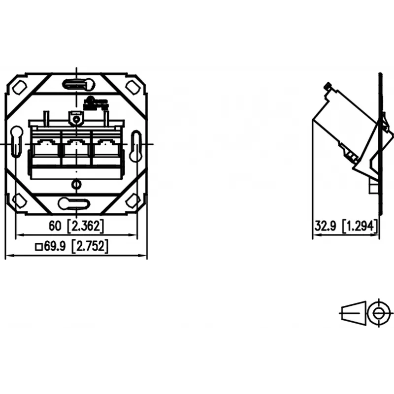 METZ CONNECT E-DAT módulo 3 puertos UP0 Cat.6A conector RJ45 blindado terminable en campo