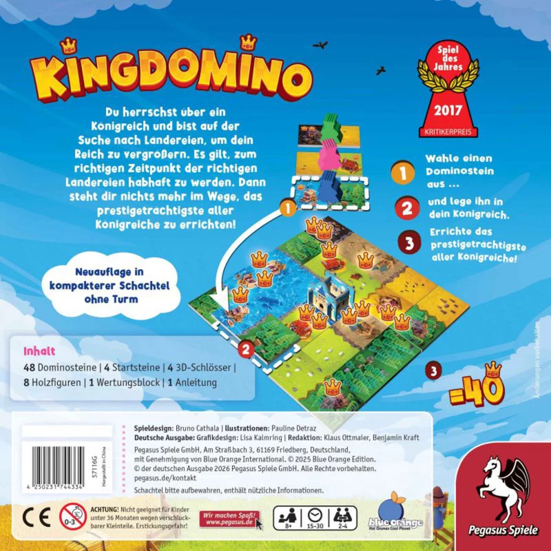 Pegasus Spiele Kingdomino nueva edición juego del año 2017