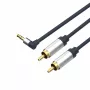 ShiverPeaks Flexline cable de audio jack 3,5mm a 2x RCA, conector en ángulo, 0,75m, negro