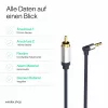 ShiverPeaks Flexline cable de audio jack 3,5mm a 2x RCA, conector en ángulo, 0,75m, negro