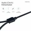 ShiverPeaks Flexline cable de audio jack 3,5mm a 2x RCA, conector en ángulo, 0,75m, negro