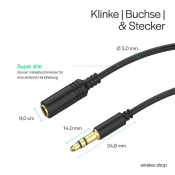 ShiverPeaks Cable de audio jack mini flex