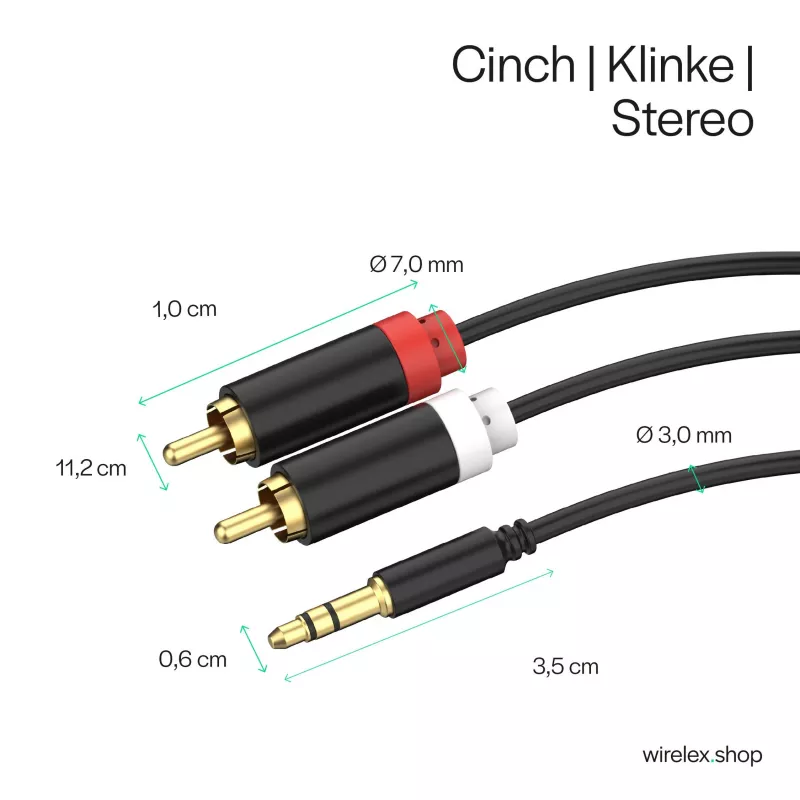 ShiverPeaks cable de audio estéreo jack 3,5mm a 2x RCA 1,5m dorado negro