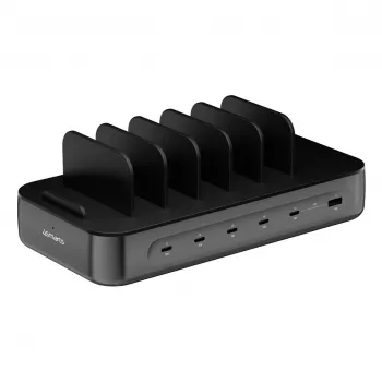 4smarts Estación de carga Team 100W 5C/1A con 6 cables, Negro