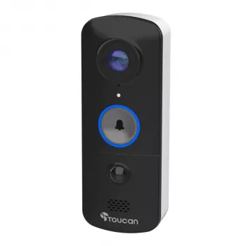 Toucan Videoportero inalámbrico con timbre V3 - 1080p Full HD, gran angular 180°, visión nocturna, comunicación bidireccional, detección de movimiento PIR, IP56, Negro