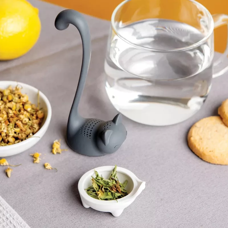 OTOTO Louie Cat Infusor de té en hoja suelta - Silicona gris